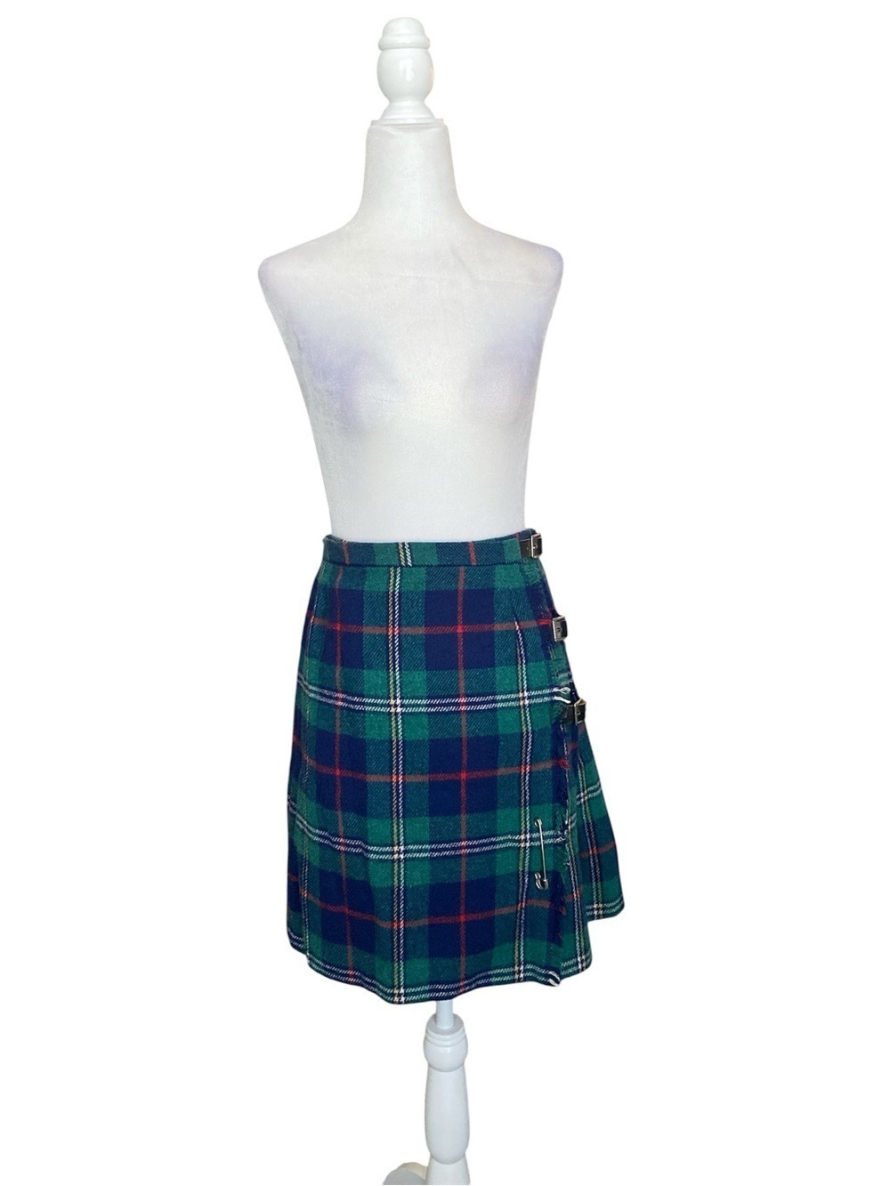 Pendleton wool Classic Green Plaid Kilt-Style Skirt